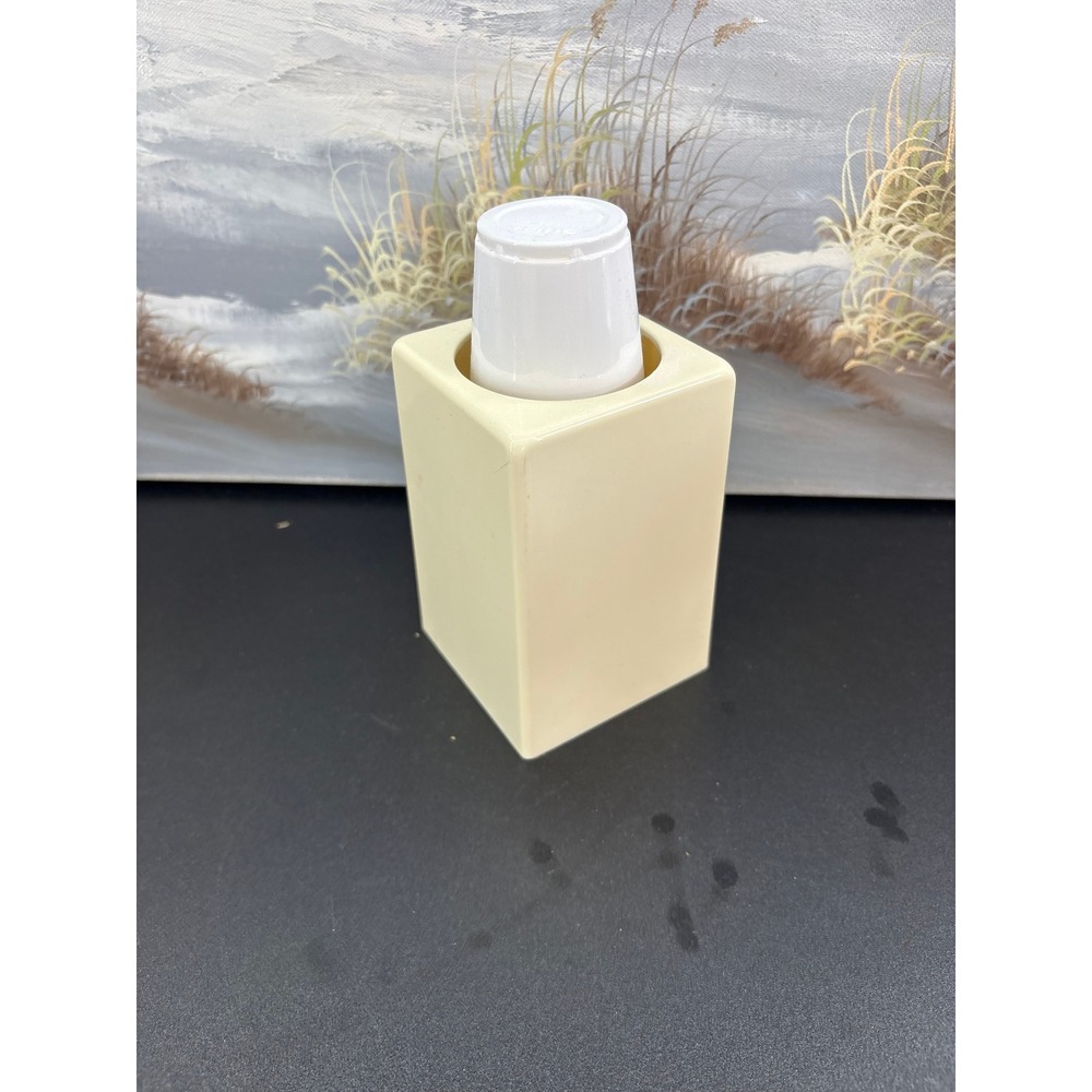 Vintage MCM Square Dixie Cup Dispenser Cream Plastic Retro Bathroom Decor